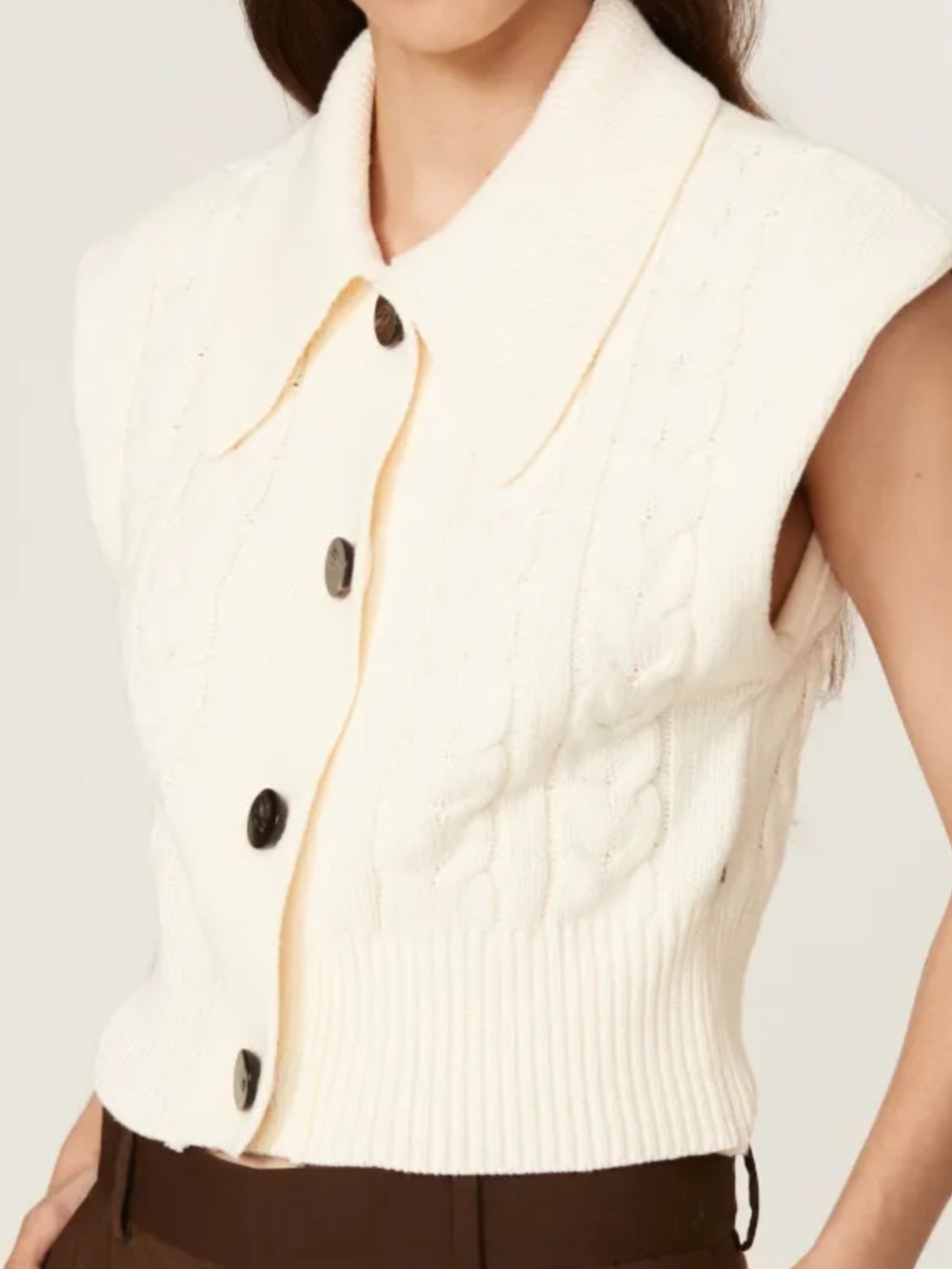 Scotch & Soda Cream Cable-Knit Button-Up Sweater Vest. NWT.